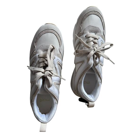 MAJE Women's Leather Low Top Athletic Sneakers in Off-White-Size 39 EU/US 8.5‎ - Picture 2 of 6